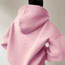 Ezwear sudadera con capucha de corte holgado para mujer, casual de primavera/otono, de manga larga con cremallera, holgada, regular, color albaricoque, hombros caidos, sudaderas para mujer