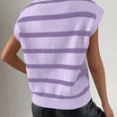 Frenchy Chaleco De Sueter De Rayas Con Cuello Vuelto Para Mujer