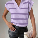 Frenchy Chaleco De Sueter De Rayas Con Cuello Vuelto Para Mujer