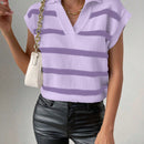 Frenchy Chaleco De Sueter De Rayas Con Cuello Vuelto Para Mujer