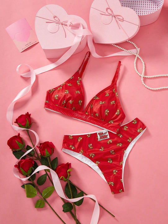 TOM & JERRY X  Conjunto de sujetador comodo inalambrico con diseno de dibujos animados