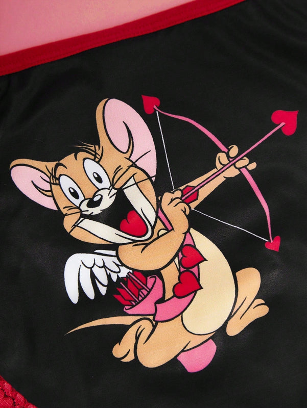 TOM & JERRY X  Comodas bragas de senora con lindo diseno de encaje y bloque de color