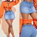SXY Pantalones Cortos De Mezclilla Ajustados, Mini Y Con Cinturon Para Mujeres