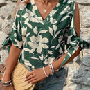 VCAY Blusa de mujer con hombros al aire y estampado de plantas