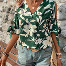 VCAY Blusa de mujer con hombros al aire y estampado de plantas