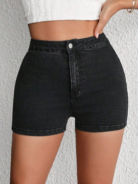 Tall Cintura Alta De Alta Elasticidad Sexy De Mujeres Pantalones Cortos De Mezclilla