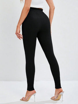 Tall Leggings Ajustados De Cintura Alta Con Tela Elastica