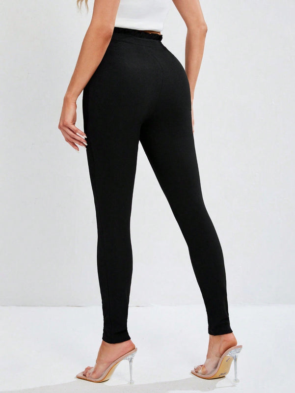 Tall Leggings Ajustados De Cintura Alta Con Tela Elastica