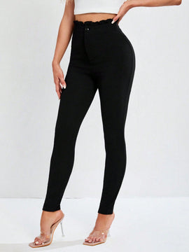 Tall Leggings Ajustados De Cintura Alta Con Tela Elastica