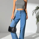 PETITE Top Corto Halter A Rayas Para Mujeres