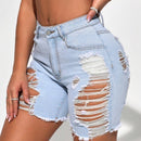 SXY Pantalones Cortos De Mezclilla Desgastados Para Mujer
