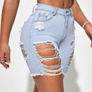 SXY Pantalones Cortos De Mezclilla Desgastados Para Mujer
