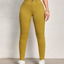 SXY Pantalones sencillos y casuales para mujer de color liso con cierre de cremallera y ajuste cenido