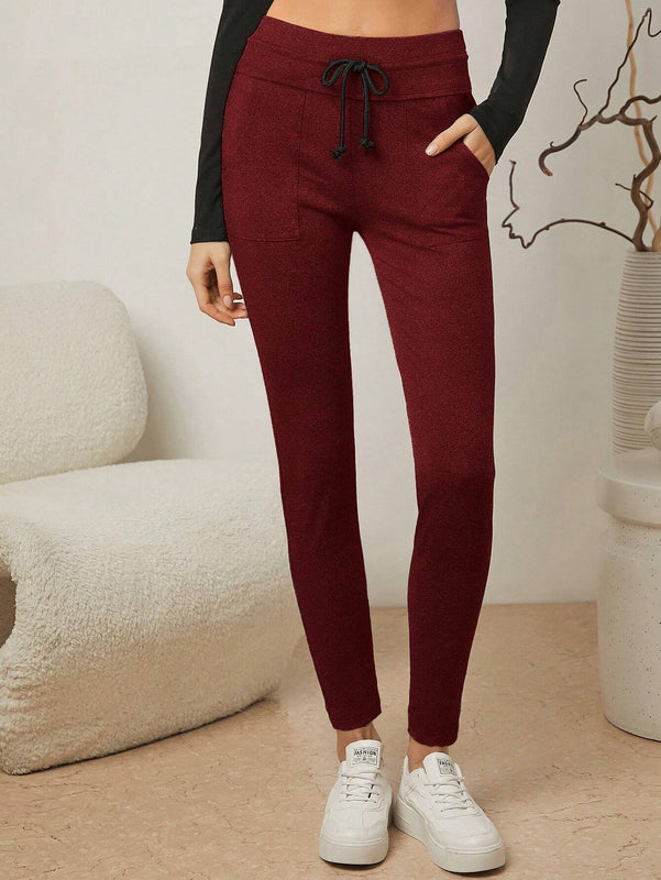 Essnce Pantalones Largos Para Mujeres De Cintura Ajustada Con Cordon