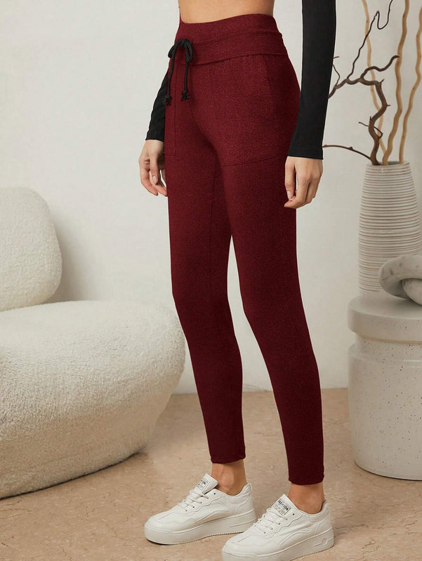 Essnce Pantalones Largos Para Mujeres De Cintura Ajustada Con Cordon