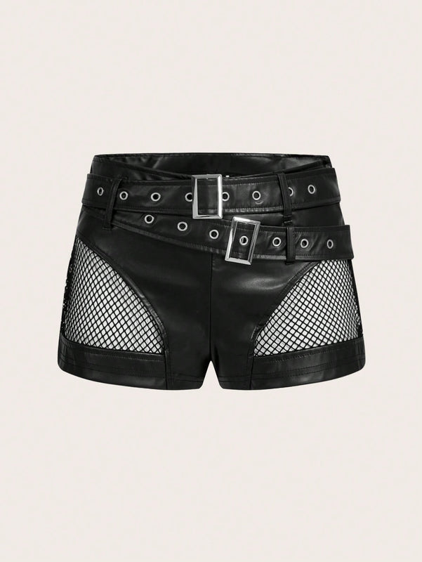 ICON Pantalones Cortos Y2k Con Paneles De Red Y Baja Altura