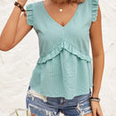 VCAY Blusa Con Cuello En V Y Mangas Voladoras Para Mujer