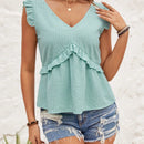 VCAY Blusa Con Cuello En V Y Mangas Voladoras Para Mujer