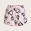 Essnce 3 Piezas/set Pantalones Cortos Impresos Con Estampado De Corazon Y Cuadros Para Mujer