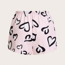 Essnce 3 Piezas/set Pantalones Cortos Impresos Con Estampado De Corazon Y Cuadros Para Mujer