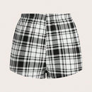 Essnce 3 Piezas/set Pantalones Cortos Impresos Con Estampado De Corazon Y Cuadros Para Mujer