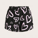 Essnce 3 Piezas/set Pantalones Cortos Impresos Con Estampado De Corazon Y Cuadros Para Mujer