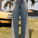 SXY Pantalones Jeans Holgados De Mujer Con Dobladillo Deshilachado Y Diseno De Color De Contraste