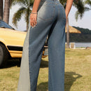 SXY Pantalones Jeans Holgados De Mujer Con Dobladillo Deshilachado Y Diseno De Color De Contraste