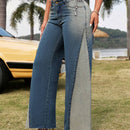 SXY Pantalones Jeans Holgados De Mujer Con Dobladillo Deshilachado Y Diseno De Color De Contraste
