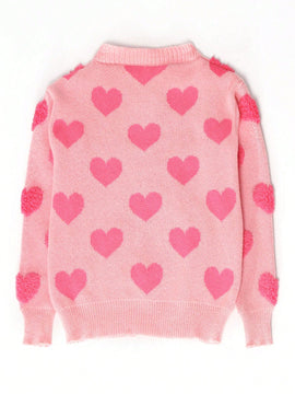Essnce Sudadera Con Cuello Redondo Y Patron De Corazon De Amor Para Mujeres