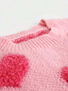 Essnce Sudadera Con Cuello Redondo Y Patron De Corazon De Amor Para Mujeres
