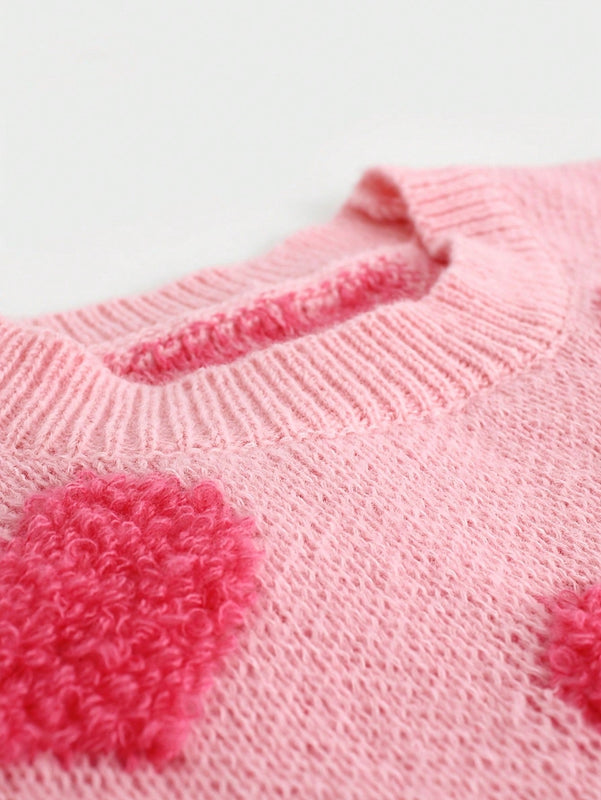 Essnce Sudadera Con Cuello Redondo Y Patron De Corazon De Amor Para Mujeres