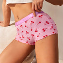 Ropa Interior Comoda Y Linda Para Mujer Con Estampado De Cerezas Y Banda Tejida