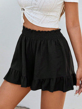 Essnce Shorts Con Cintura Fruncida Estilo Saco De Papel Y Detalle De Volante En El Dobladillo