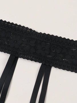 Atractiva Ropa Interior De Encaje Para Mujer Con Cinturon, Tanga Con Abertura En La Entrepierna En Forma De T