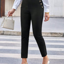 Prive Pantalones De Mujer De Doble Botonadura Con Longitud De Nueve Puntos