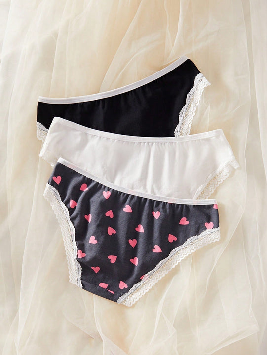 Panties Triangulares De Encaje Con Parches Para Mujer