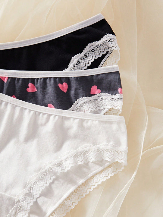 Panties Triangulares De Encaje Con Parches Para Mujer