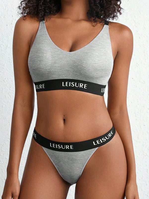 Leisure Conjunto De Ropa Interior De Mujer Patchwork Con Conjunto De Lenceria De Tanga