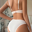 Conjunto De Lenceria De Encaje Con Parches De Mujeres, Que Incluye Sujetador Y Ropa Interior