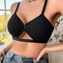 Bralette De Color Solido Y Hueco Para Mujer