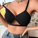 Bralette De Color Solido Y Hueco Para Mujer
