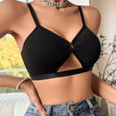 Bralette De Color Solido Y Hueco Para Mujer