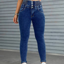 Jeans ajustados con boton