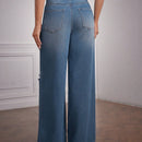 Forever 21 Pantalones Jeans Rectos Para Mujer Con Detalles Desgastados