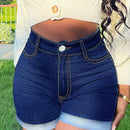 Shorts Basicos De Mezclilla Con Dobladillo Enrollado