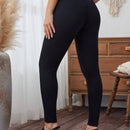 LUNE Mujeres pantalones ajustados lisos con cordones, cintura alta con cinturon de ojales