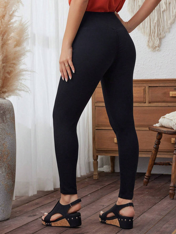 LUNE Mujeres pantalones ajustados lisos con cordones, cintura alta con cinturon de ojales