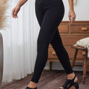 LUNE Mujeres pantalones ajustados lisos con cordones, cintura alta con cinturon de ojales