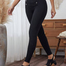 LUNE Pantalon de mujer de cintura alta con diseno cruzado, pantalon ajustado de unicolor para el verano